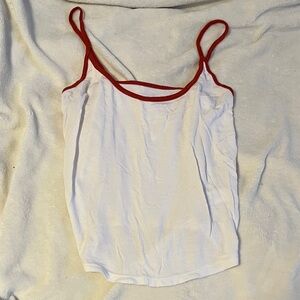 Women's White and Red Tank Top